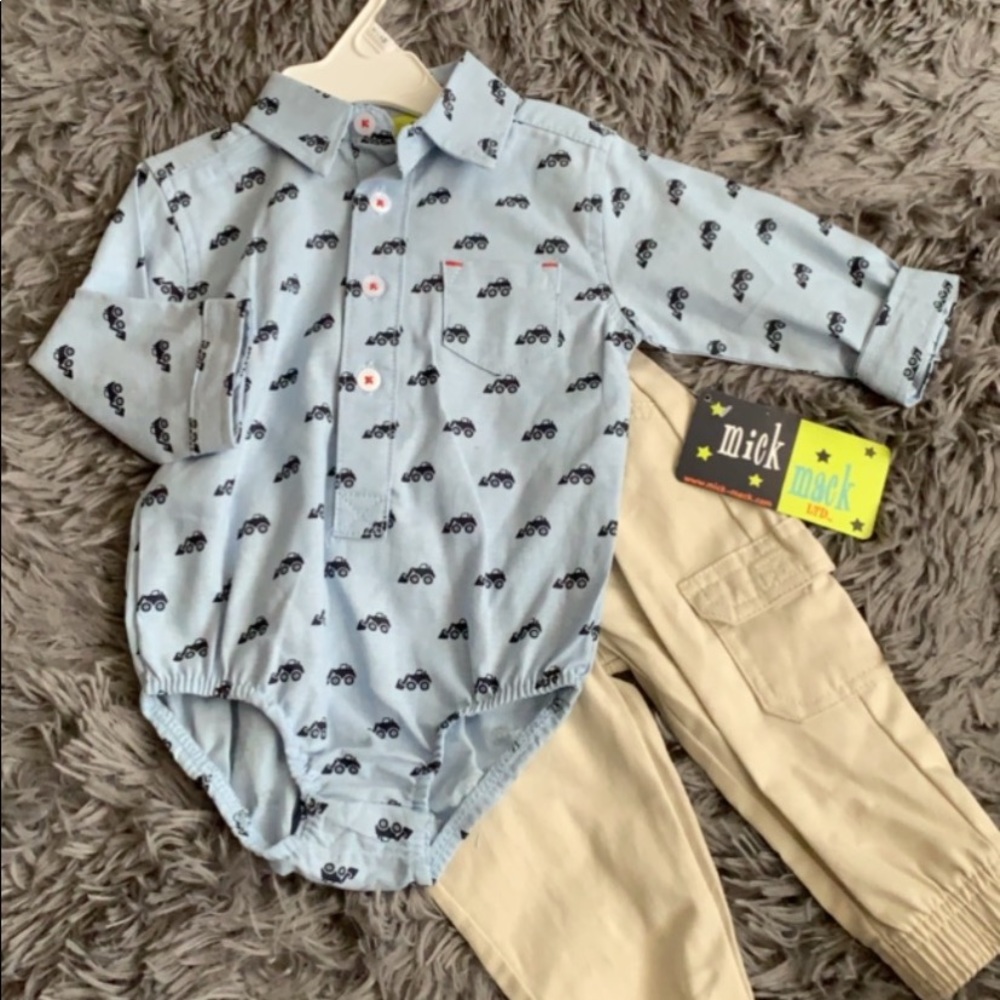 Matching shirt onesie & khaki pants